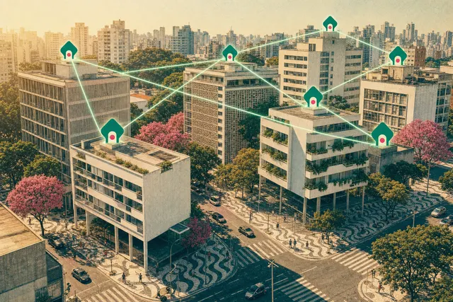 Edifícios conectados na cidade de São Paulo