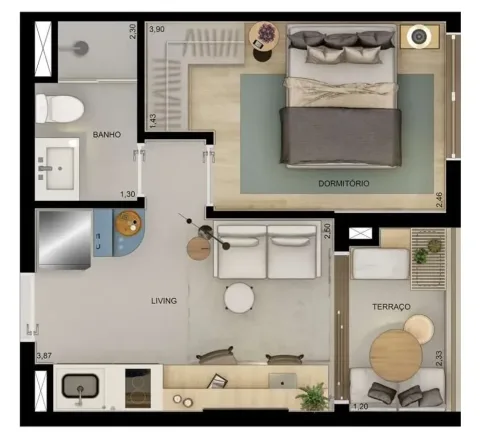 Apartamento à venda e para alugar 1 quarto, 30 m² em Vila Clementino, São Paulo